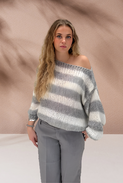 Gestreifter Strickpullover für Damen